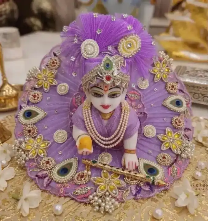 Sky blue mirror-work Laddu Gopal poshak by Fashhel India